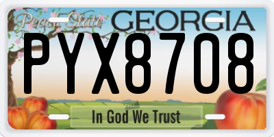 GA license plate PYX8708