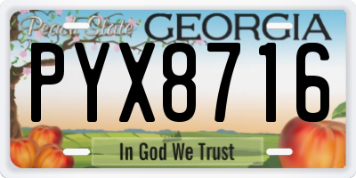 GA license plate PYX8716