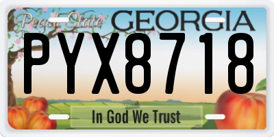 GA license plate PYX8718