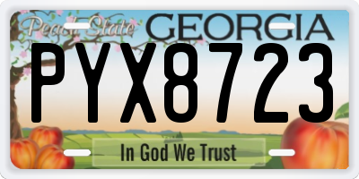 GA license plate PYX8723