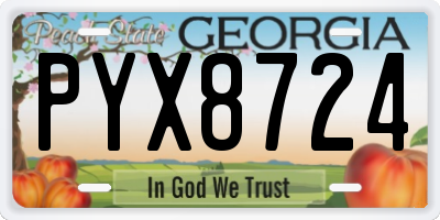 GA license plate PYX8724