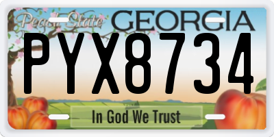 GA license plate PYX8734