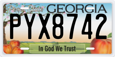 GA license plate PYX8742