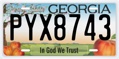 GA license plate PYX8743