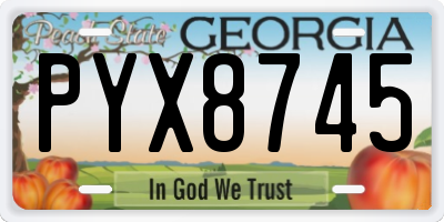GA license plate PYX8745