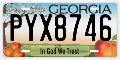 GA license plate PYX8746
