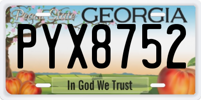 GA license plate PYX8752