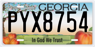 GA license plate PYX8754