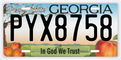 GA license plate PYX8758