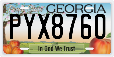 GA license plate PYX8760