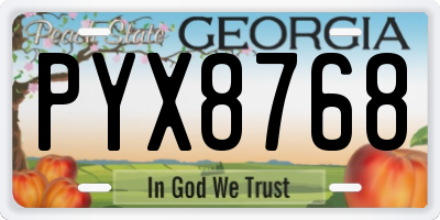 GA license plate PYX8768