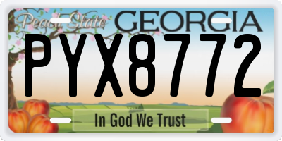 GA license plate PYX8772