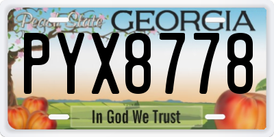 GA license plate PYX8778