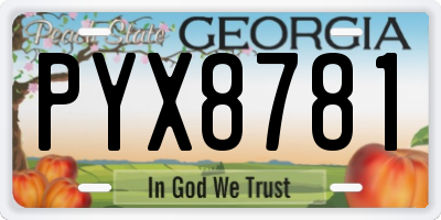 GA license plate PYX8781