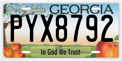 GA license plate PYX8792