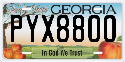GA license plate PYX8800