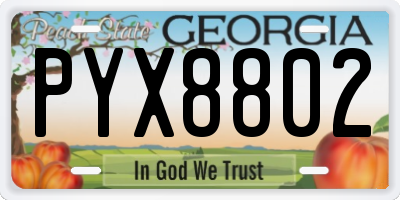 GA license plate PYX8802