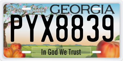 GA license plate PYX8839