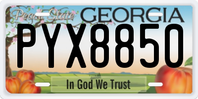 GA license plate PYX8850