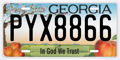 GA license plate PYX8866