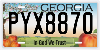 GA license plate PYX8870