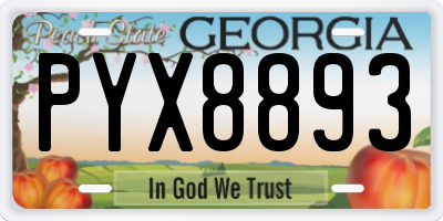 GA license plate PYX8893