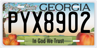 GA license plate PYX8902