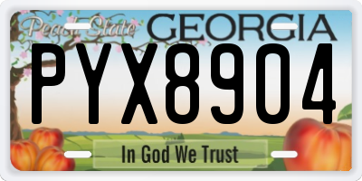 GA license plate PYX8904