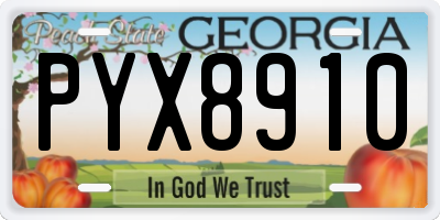 GA license plate PYX8910