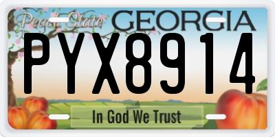 GA license plate PYX8914