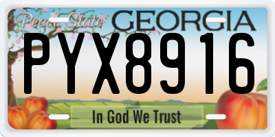 GA license plate PYX8916