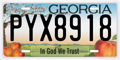 GA license plate PYX8918