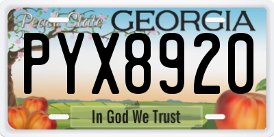 GA license plate PYX8920