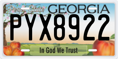 GA license plate PYX8922