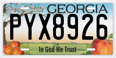 GA license plate PYX8926