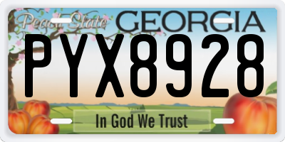 GA license plate PYX8928