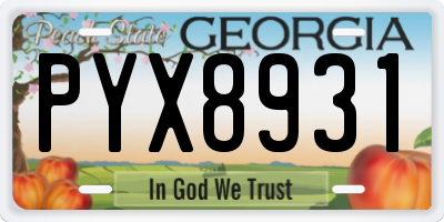GA license plate PYX8931