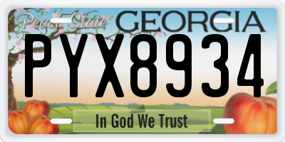 GA license plate PYX8934
