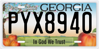 GA license plate PYX8940