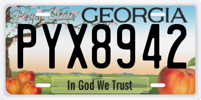 GA license plate PYX8942
