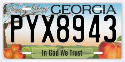 GA license plate PYX8943