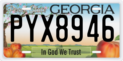 GA license plate PYX8946
