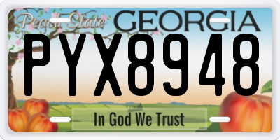 GA license plate PYX8948
