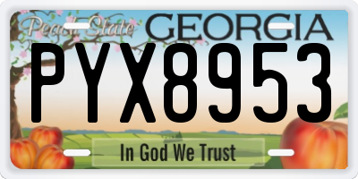 GA license plate PYX8953