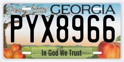 GA license plate PYX8966