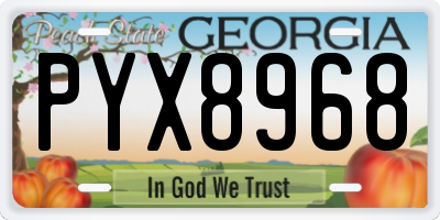 GA license plate PYX8968