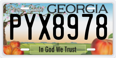GA license plate PYX8978