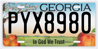 GA license plate PYX8980