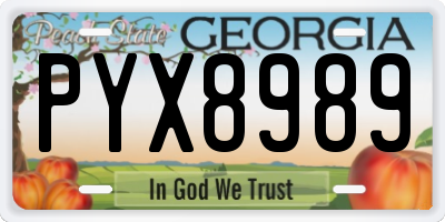 GA license plate PYX8989