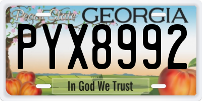 GA license plate PYX8992
